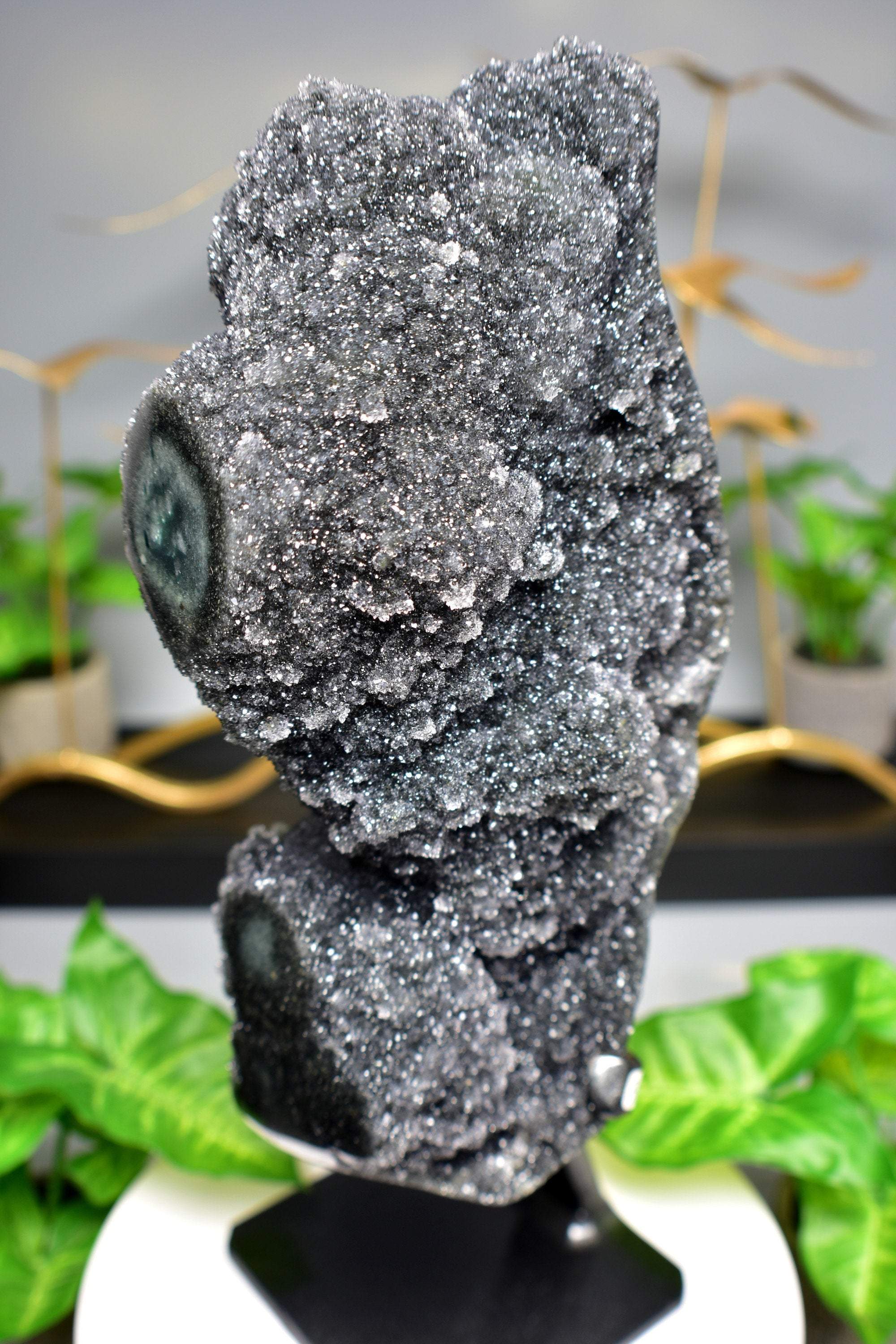 Amethyst Black Galaxy Stalactite Formation Crystal Quartz Home Decor Centerpiece - DelphyCrystals