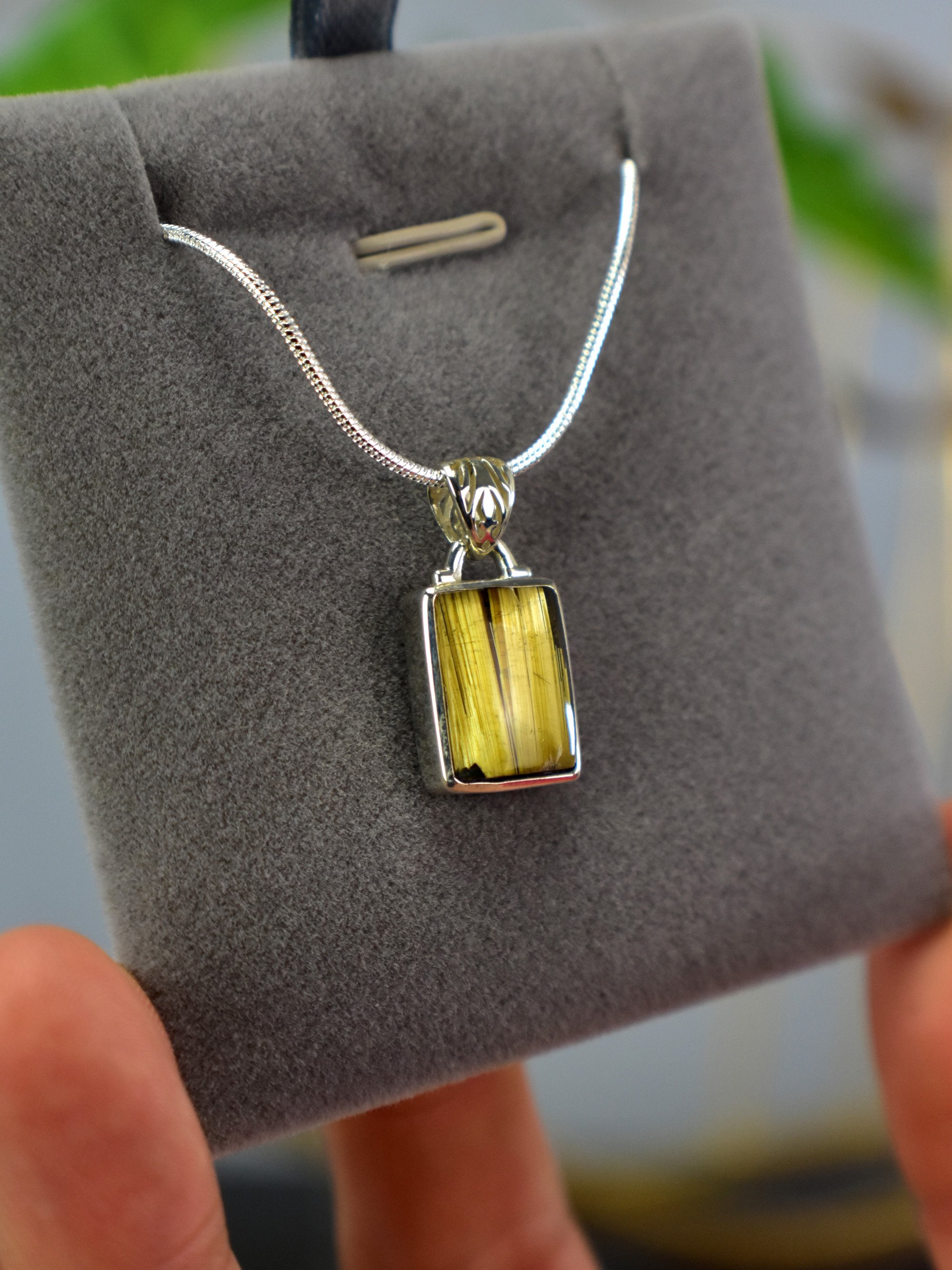 EXCLUSIVE! Golden Rutilated Titanium Clear Quartz Pendant Rutile Gem Crystal Jewelry Sterling Silver Master Series - DelphyCrystals