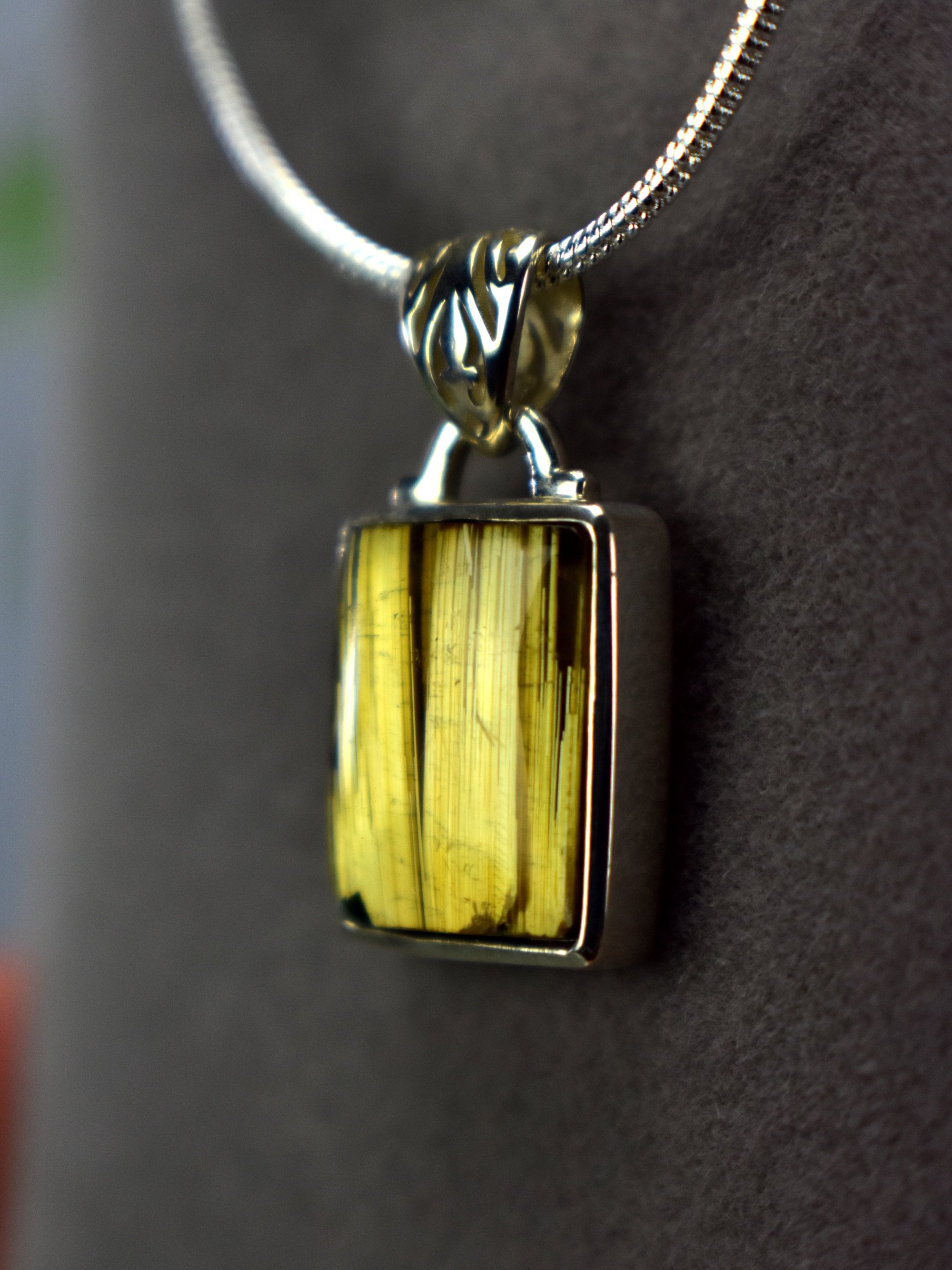EXCLUSIVE! Golden Rutilated Titanium Clear Quartz Pendant Rutile Gem Crystal Jewelry Sterling Silver Master Series - DelphyCrystals