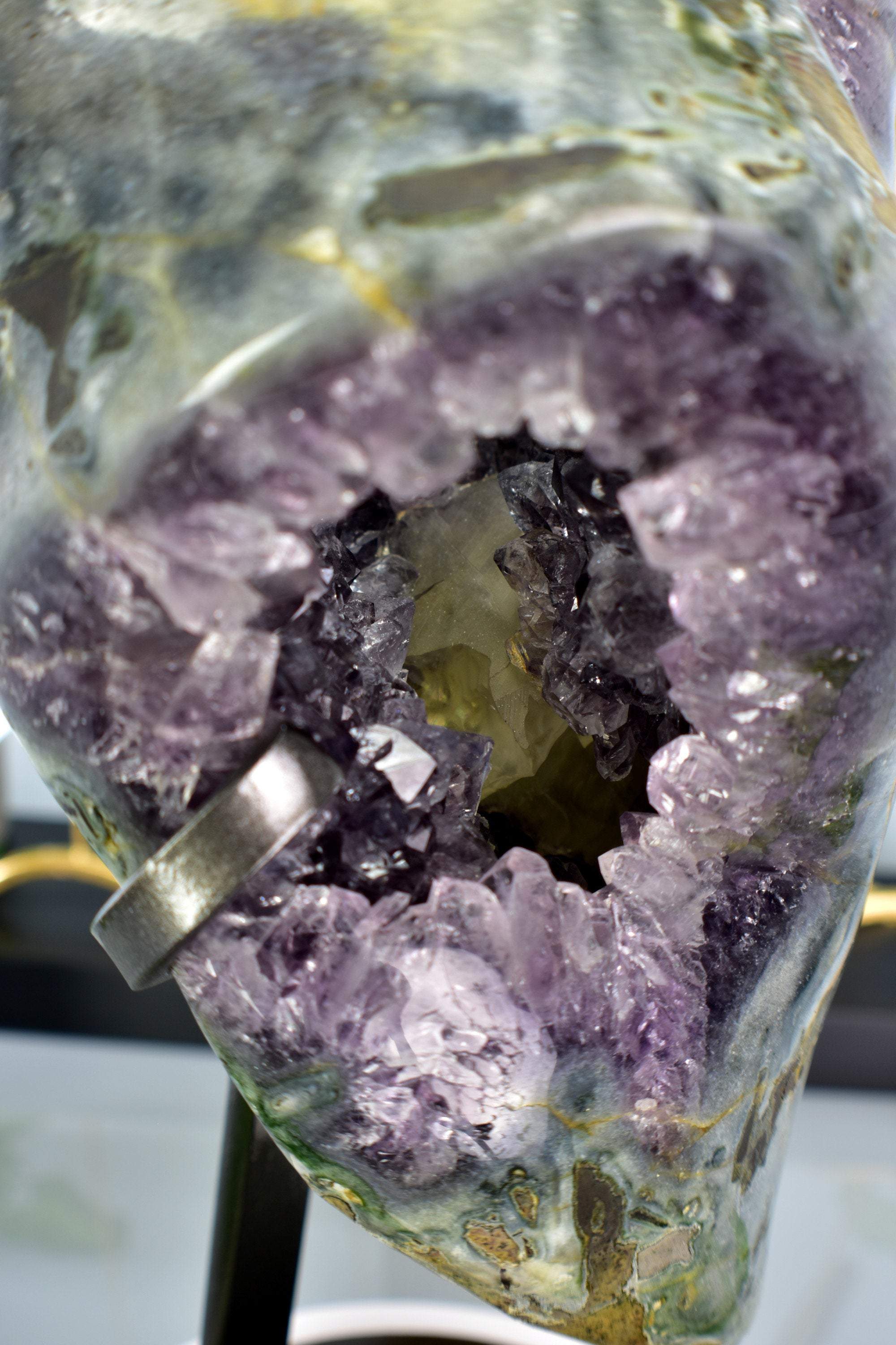 Smoky Amethyst Agate Geode & Formation Home Decor Centerpiece Specimen Crystal Quartz - DelphyCrystals